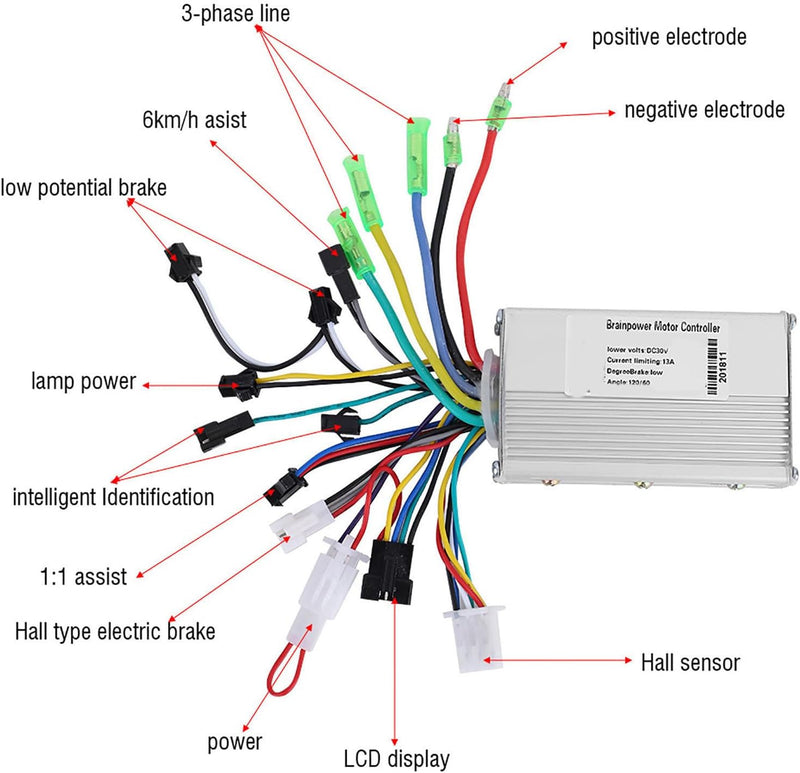 Alomejor Controller und LCD-Anzeige 24 V / 36 V / 48 V / 60 V 250 W / 350 W Geschwindigkeitsregler m