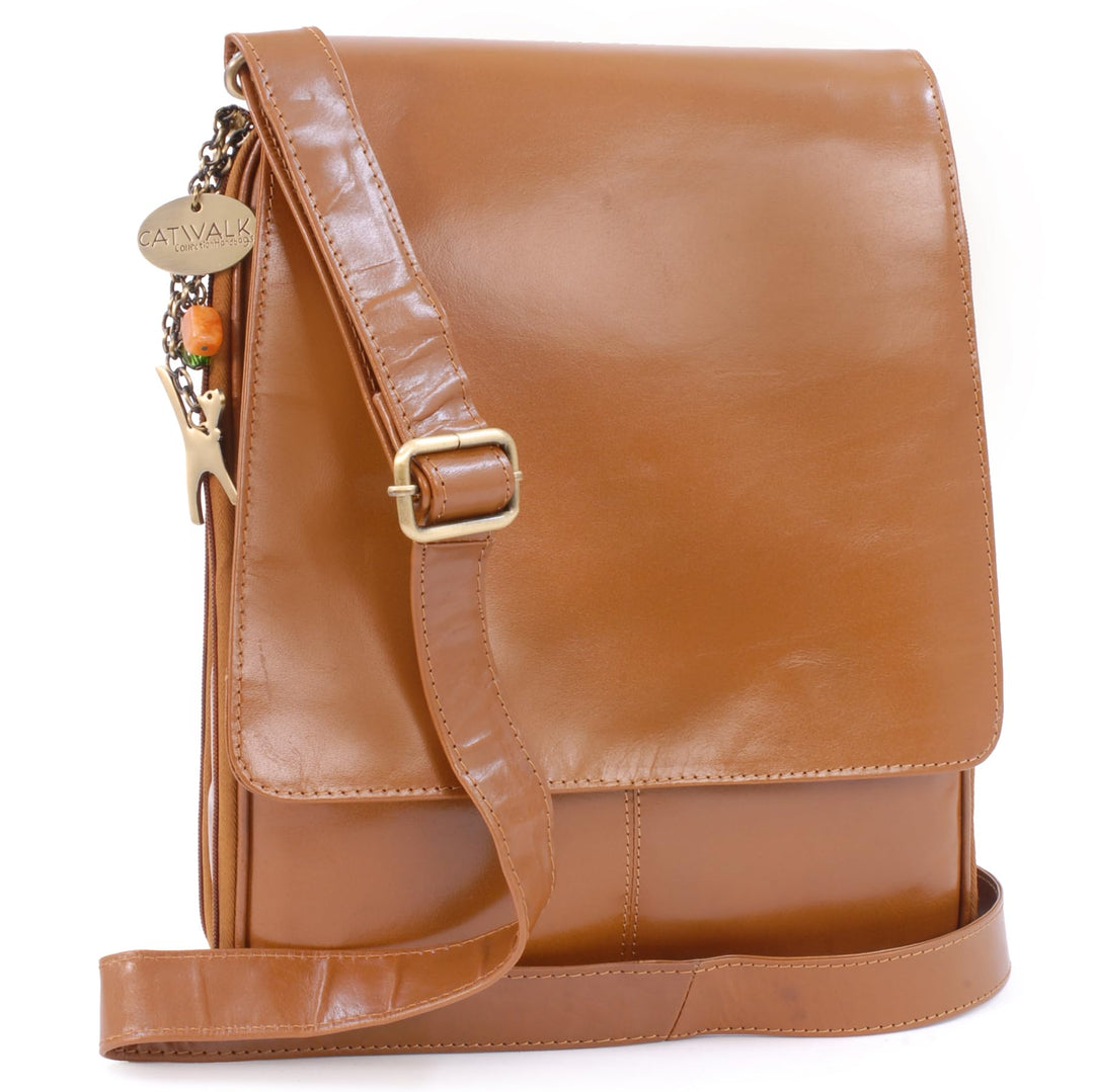 Catwalk Collection Handbags - Damen Leder Umhängetasche - Crossbody Bag/Handtasche Gross - Abnehmbar