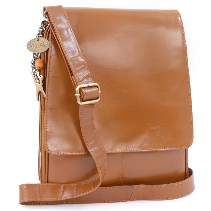 Catwalk Collection Handbags - Damen Leder Umhängetasche - Crossbody Bag/Handtasche Gross - Abnehmbar