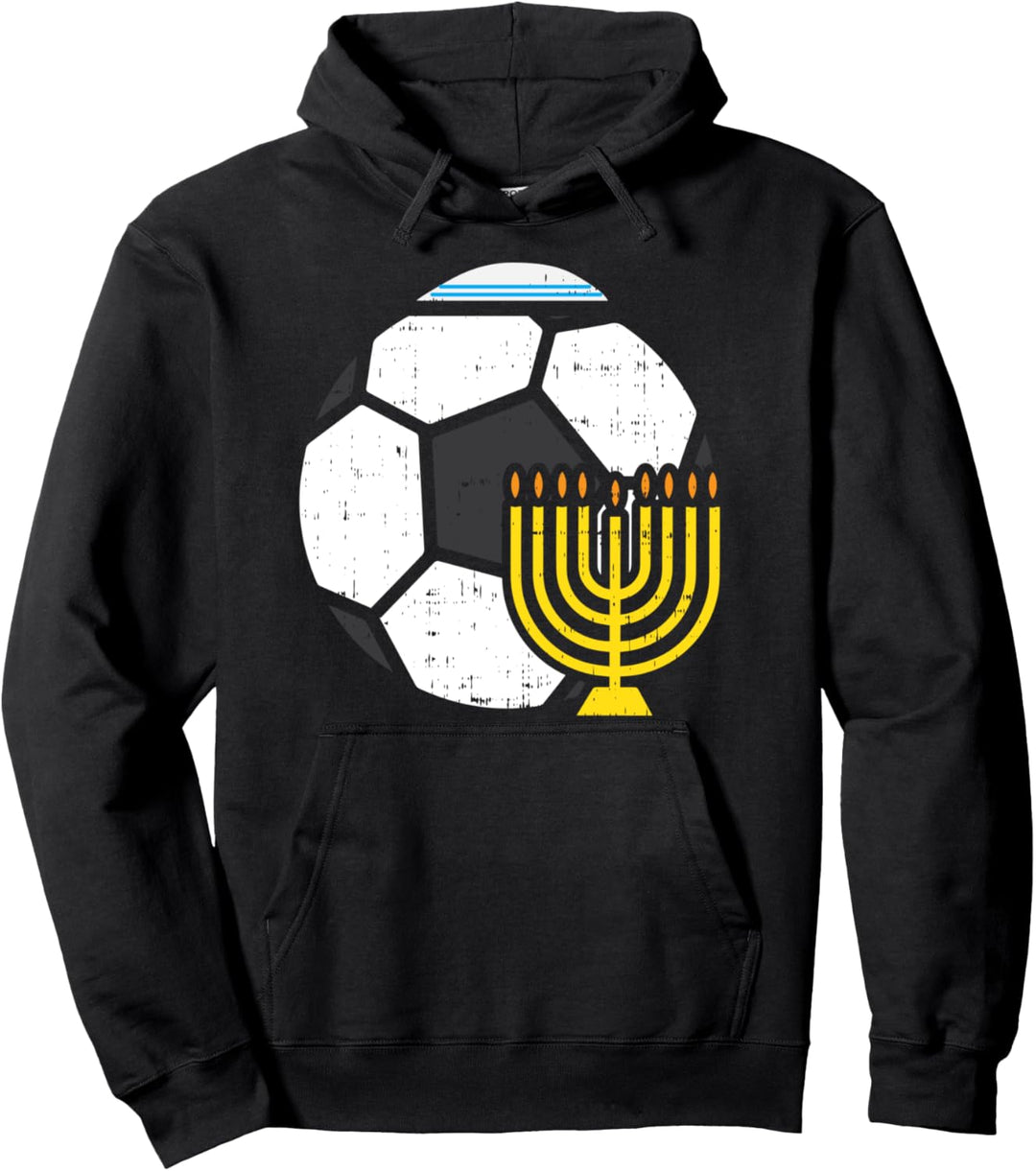 Jewish Soccer Footbal Menorah Hanukkah Chanukah Sports Gift Pullover Hoodie