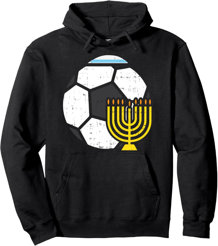 Jewish Soccer Footbal Menorah Hanukkah Chanukah Sports Gift Pullover Hoodie
