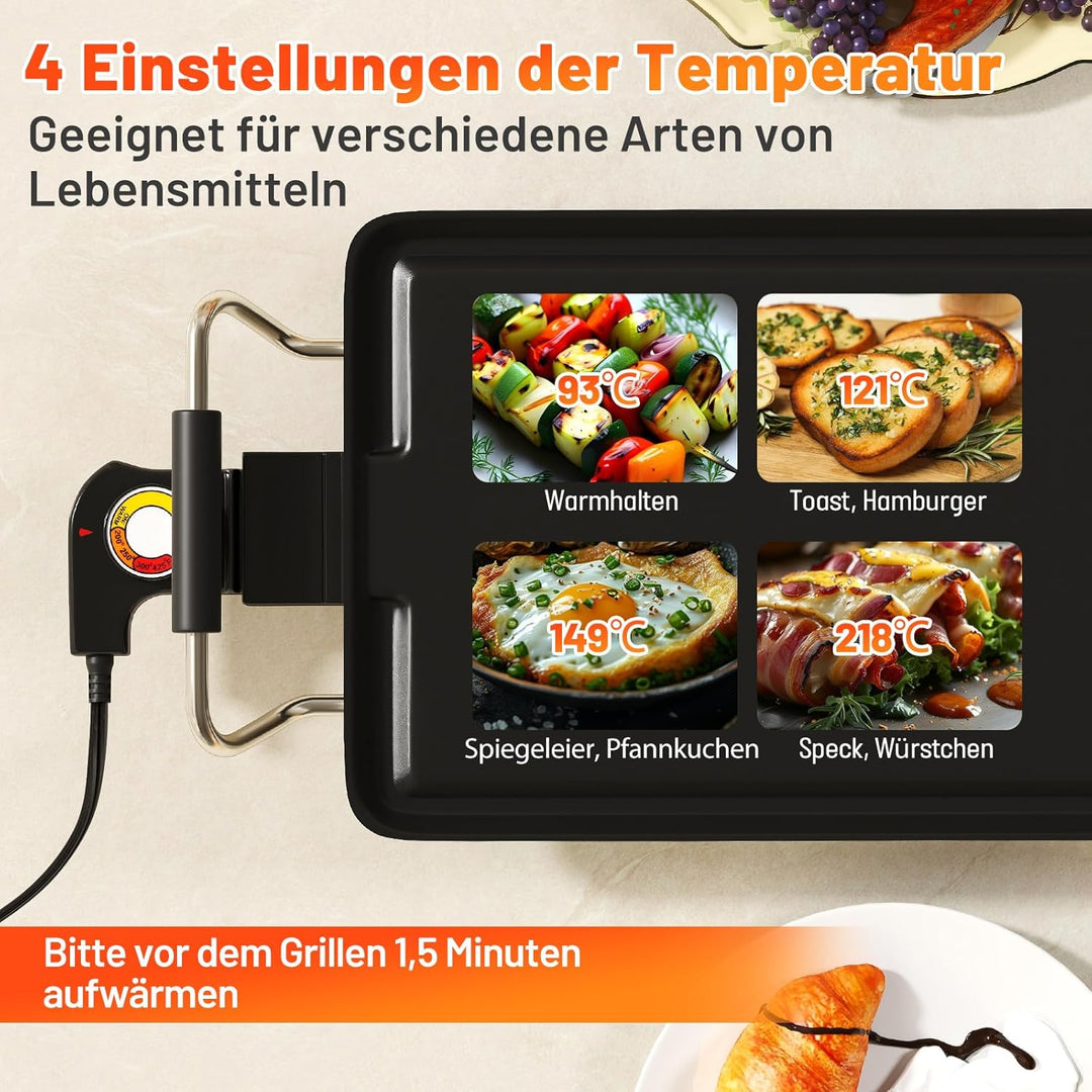 COSTWAY Teppanyaki Grill 1800W, Elektrische Grillplatte, Antihaft Tischgrill mit Einstellbarer Tempe