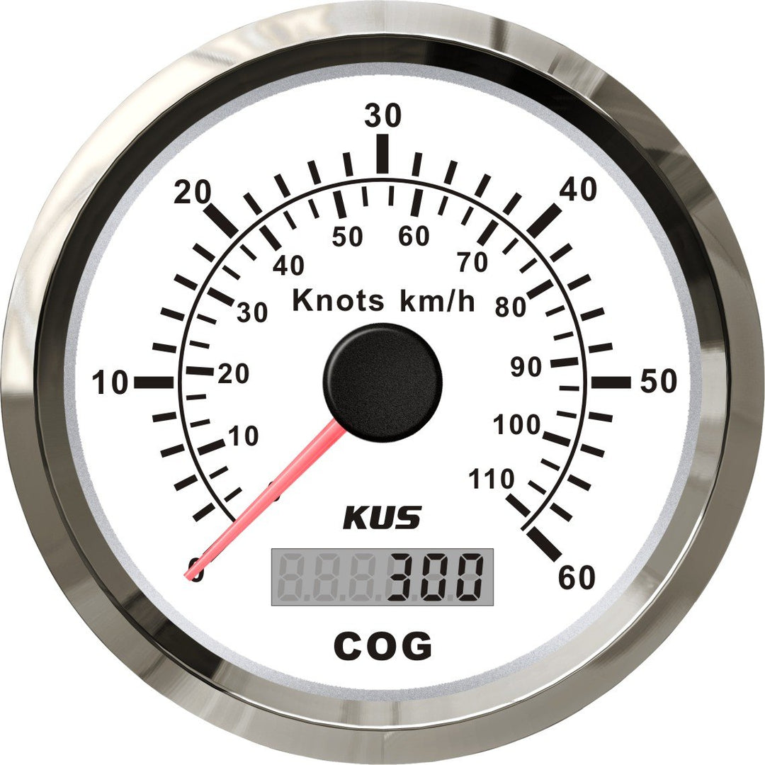 KUS GPS Tacho Kilometerzähler 60Knots 110KM/H Für Boot Yachten 85mm Mit Hintergrundbeleuchtung (Weis