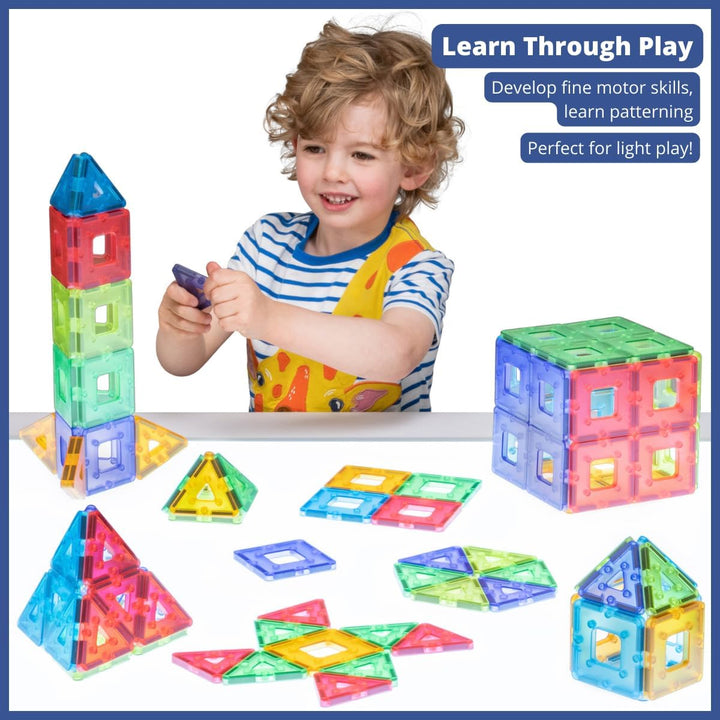 Polydron Translucent KinderMag Class Set - Vibrant Rainbow Coloured Magnetic Building Tiles for Todd