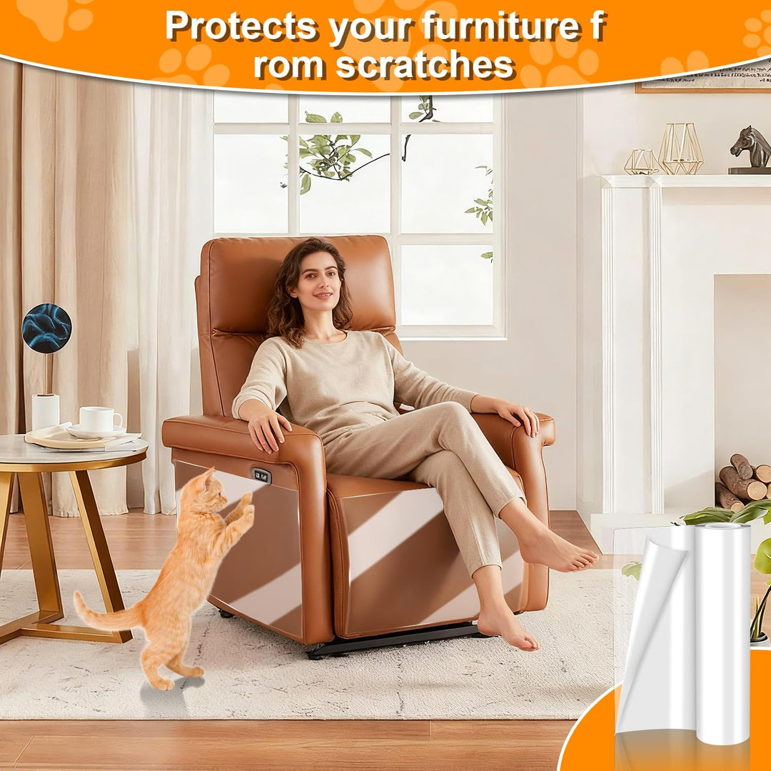 Kratzschutz Sofa Katze, 5.0m x 40cm Transparent Kratzfolie Katzen Selbstklebend, Katzen Kratzschutz