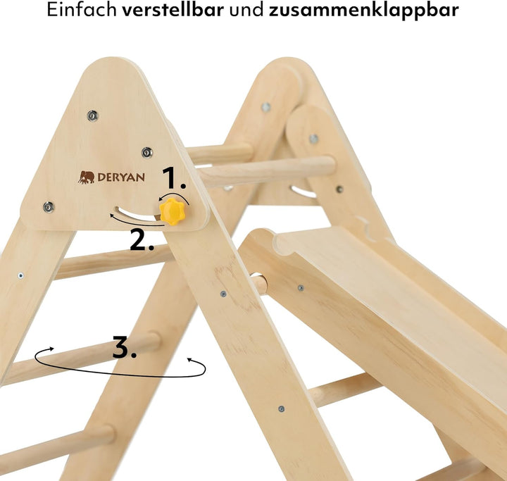 Deryan Luxe Dreieck, faltbar, mit Rampe und Eichhörnchenkäfig/Rutsche – Montessori Gym Möbel aus Hol