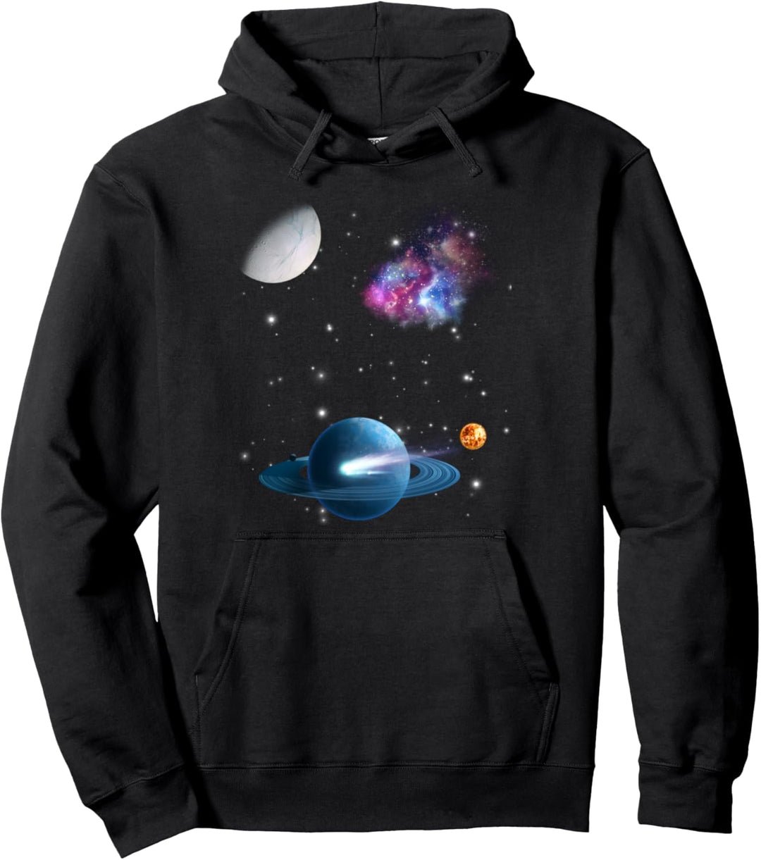 Weltraum Motiv Universum Sterne Sonnensystem Planeten Sonne Pullover Hoodie