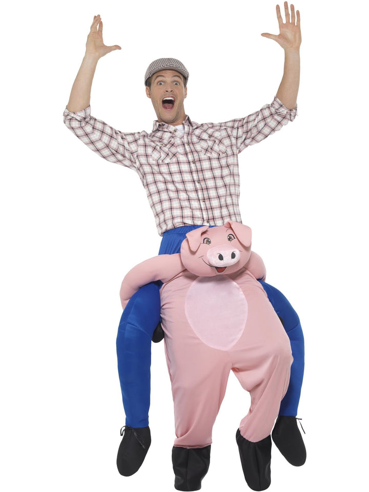 Piggyback Pig Costume, Pink, One Piece Suit with Mock Legs