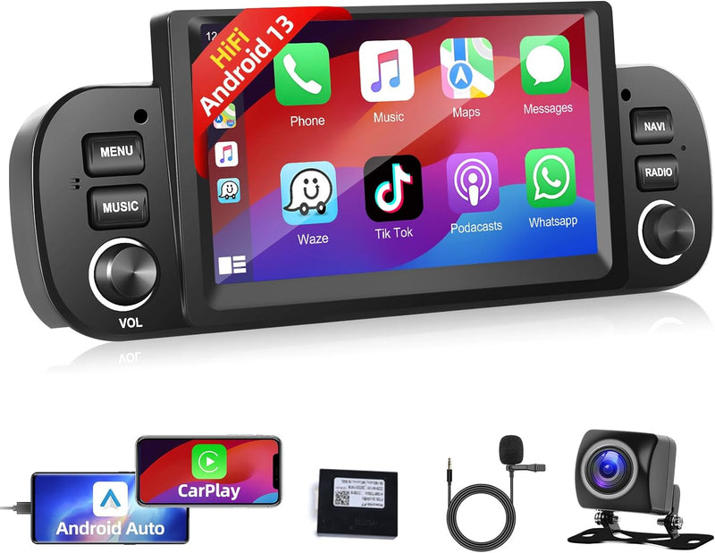 Podofo Autoradio für FIAT Panda 2013-2020 mit Kabelloses Apple Carplay Android Auto Bluetooth Bildsc