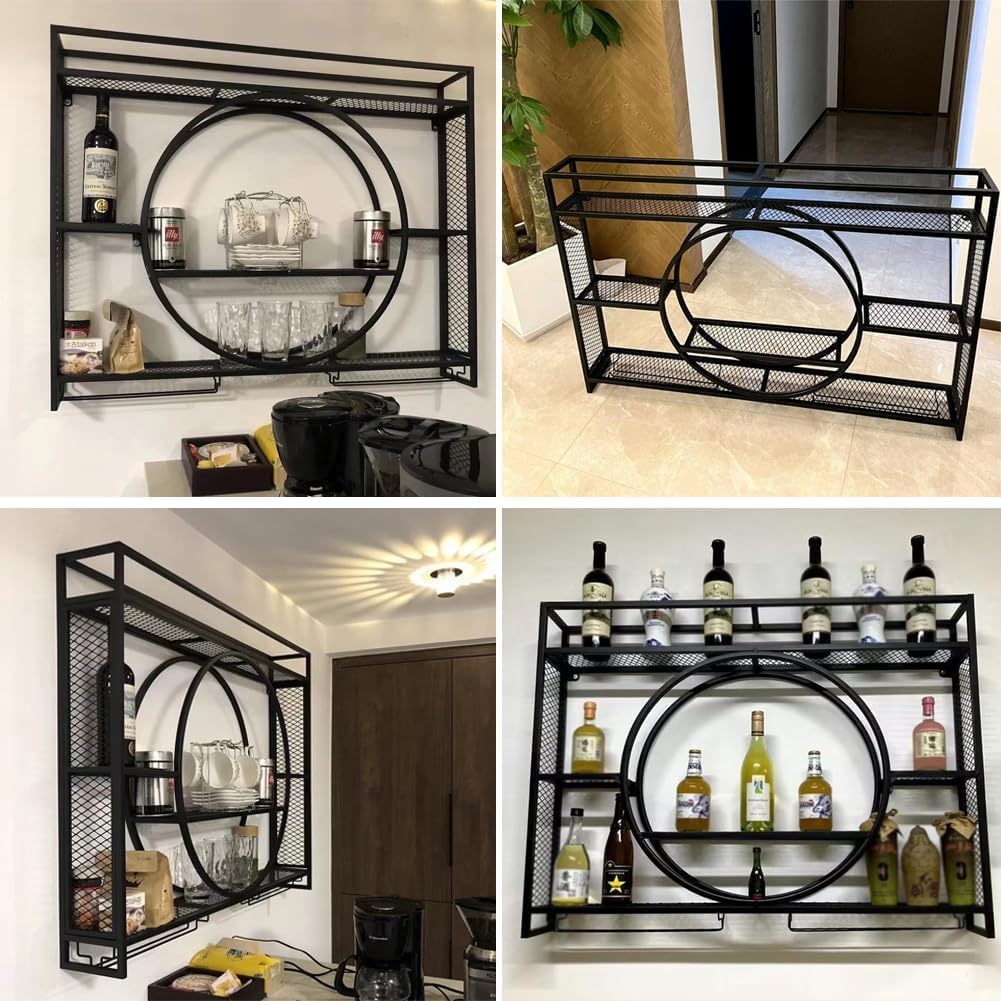 Wand Montiert Bar Regal，Schwebende Regale Weinregale Industrielles Wandregal Bar Eisen Display StäNd