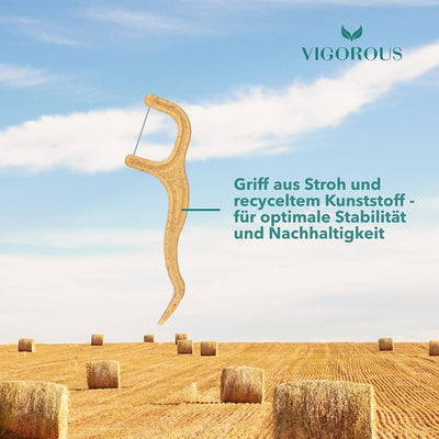 VIGOROUS® 150 Stk. nachhaltige Zahnseide Sticks - Zahnsticks für Zahnreinigung - vegane Zahnseidenha