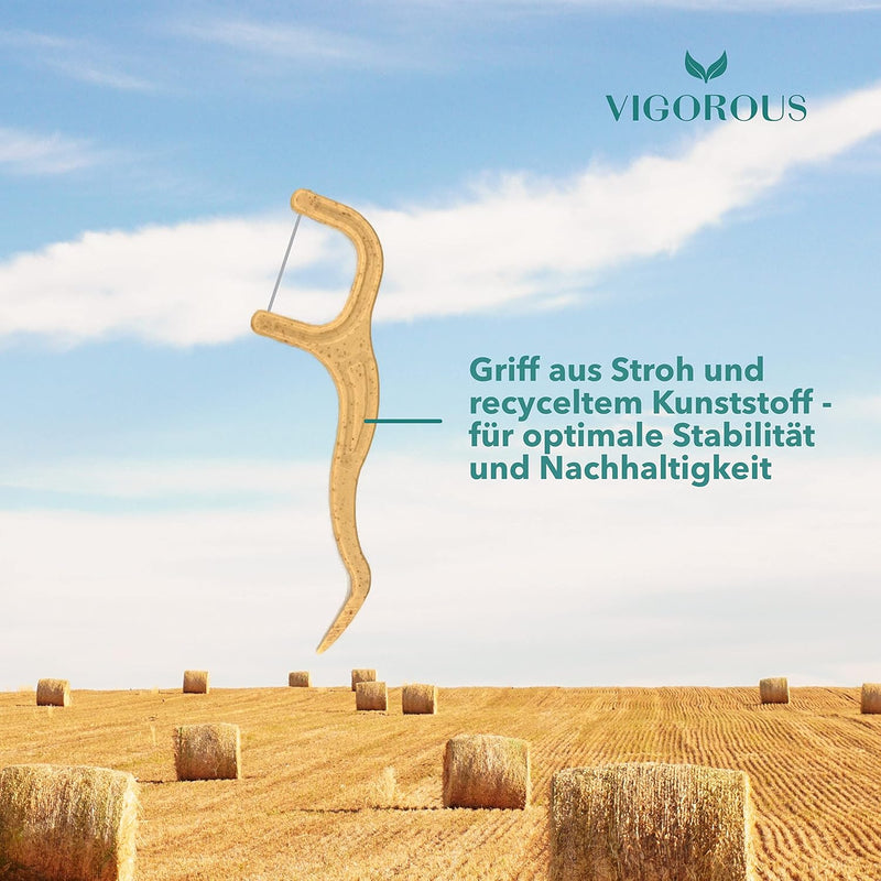 VIGOROUS® 150 Stk. nachhaltige Zahnseide Sticks - Zahnsticks für Zahnreinigung - vegane Zahnseidenha