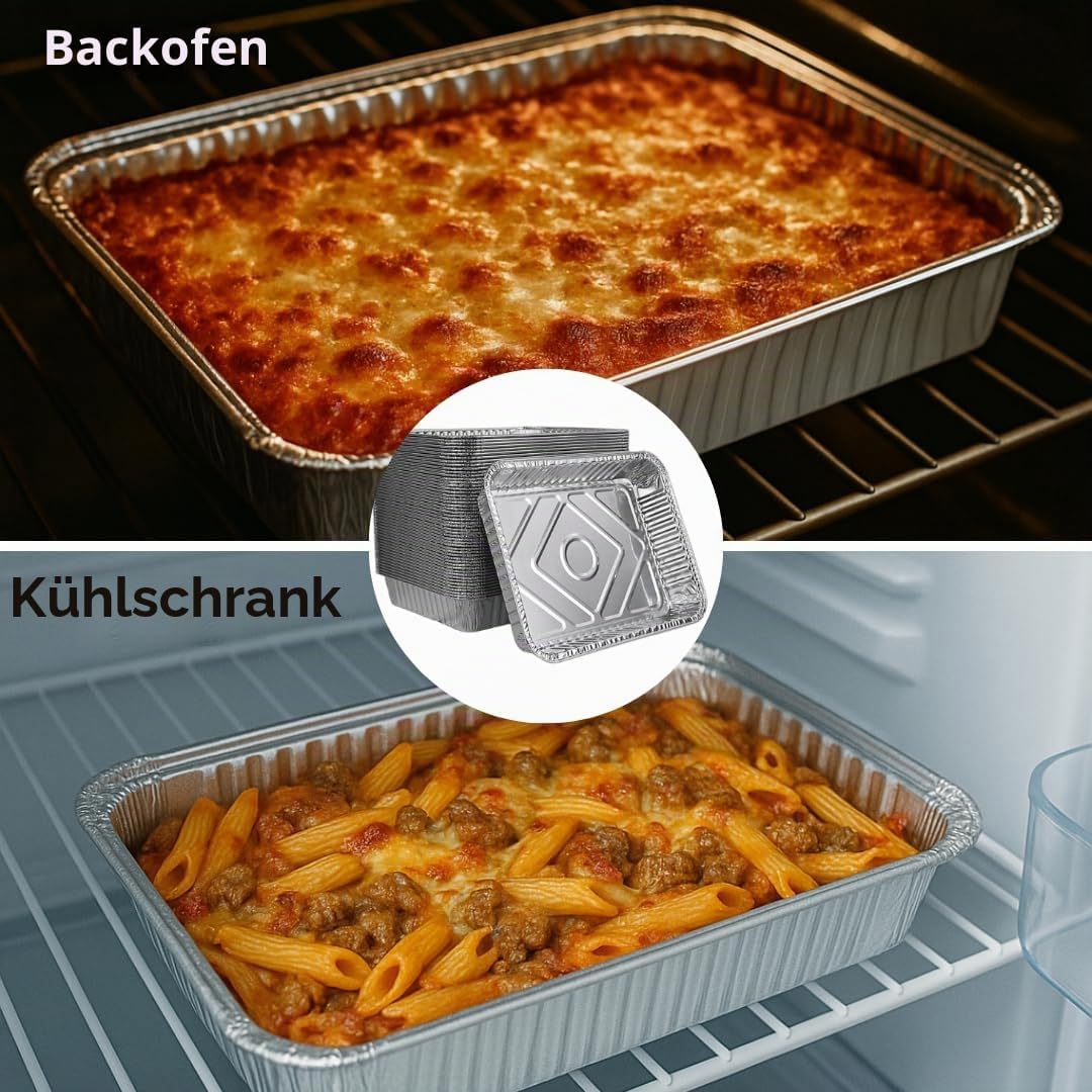 Enpack Aluschale R879-930G - 100 Stück Alu Grillschalen 226x176x30 mm - Feuerfeste Aluschalen 1000ml