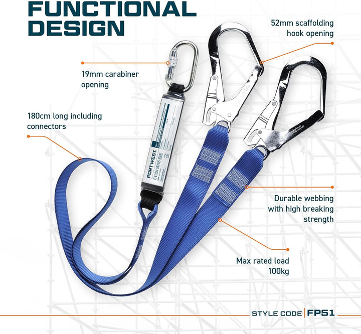 Portwest Doppel Lanyard Gurtband One Size königsblau, One Size königsblau