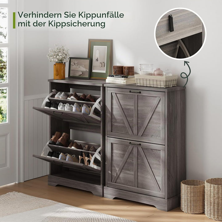 Smart FENDEE Schuhschrank, Schuhschrank für den Eingangsbereich, mit 2 Klappschubladen, schmaler Bau