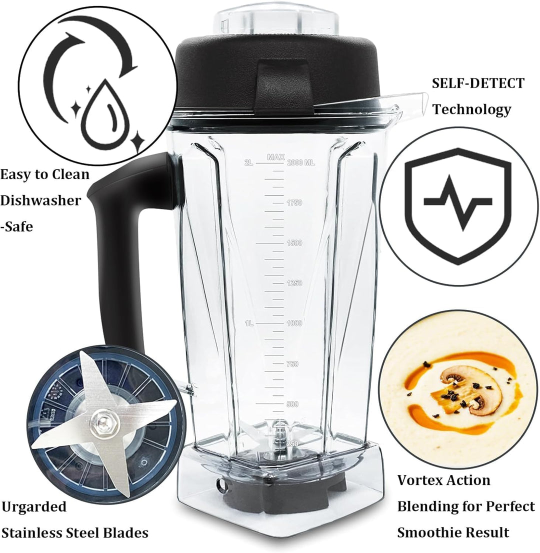 Aufgerüstet für Vitamix Mixer-Krug mit 1,8 l Fassungsvermögen, Ersatz für Vitamix 5200, 5000, 5300,