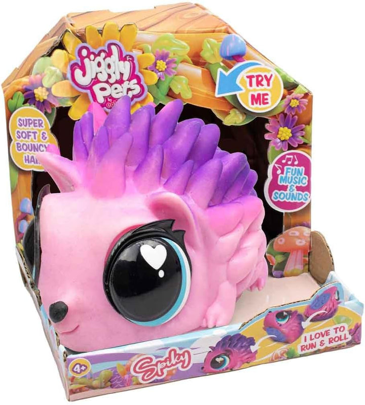 Jiggly Pets My Spike Pet Rosa, Spiky the Hedgehog, interaktiver Igel, weiches Gummi-Maskottchen zum