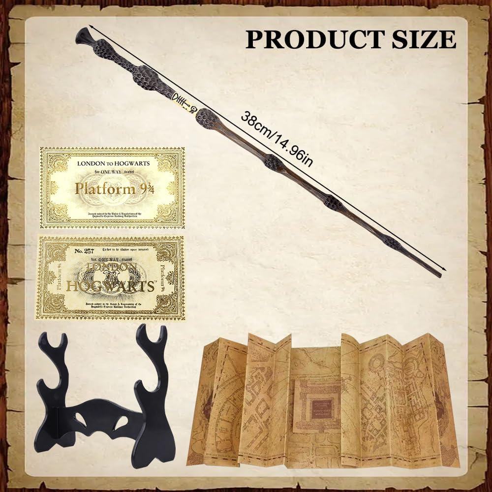 Elderstab H-arry P-Otter, 37CM Dumbledore Zauberstab aus Harz und Stahlkern, Zauberstab Dumbledore i