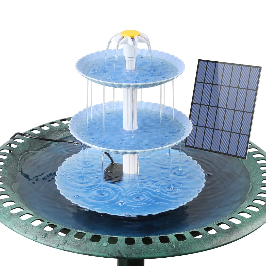 AISITIN DIY Deko Brunnen,Vogeltränke Sets mit 3,5W Solar Springbrunnen, 3 stufige Vogelfütterer für