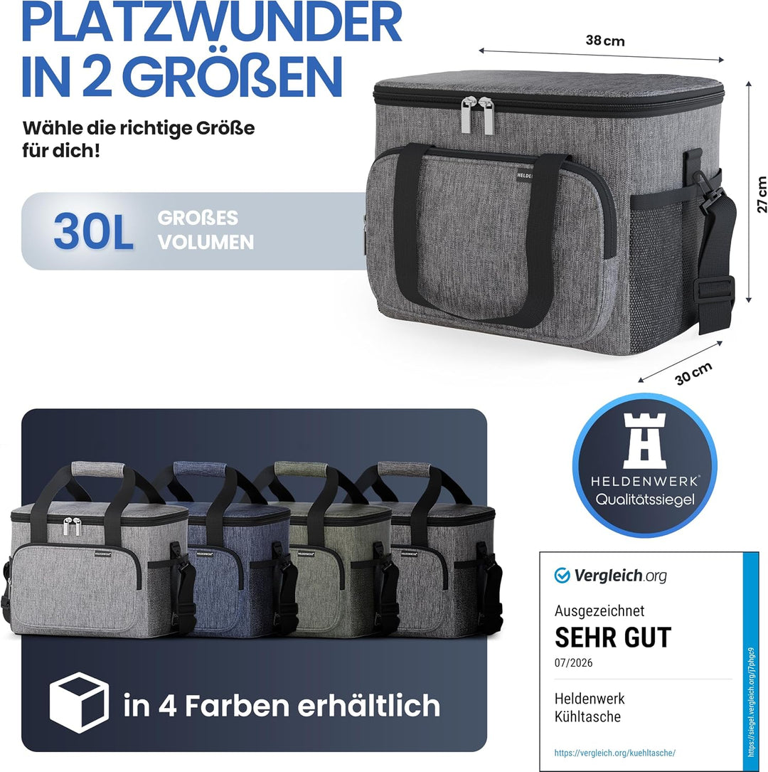 HELDENWERK Kühltasche für Essen & Getränke - Isolierte Thermotasche auslaufsicher & wasserdicht - Fr
