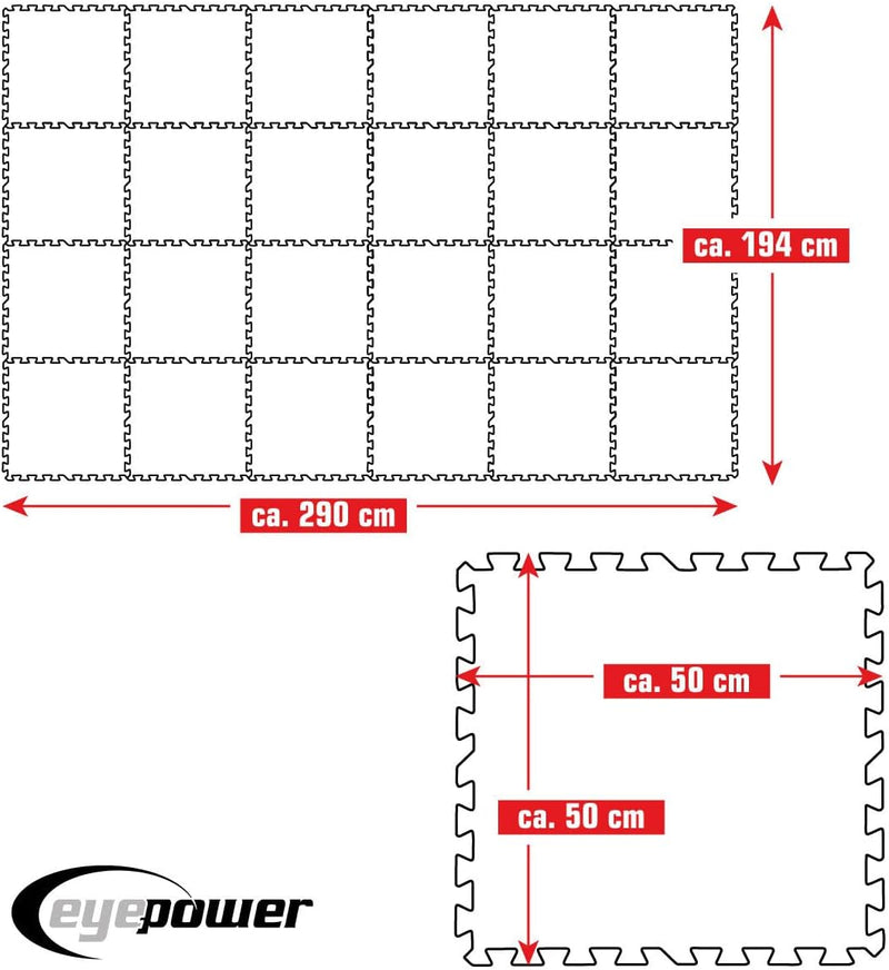 EYEPOWER 5,6m² Poolunterlage aus 24 grossen Matten - 50 x 50 x 1cm Dicke Poolmatte - Pool Unterlage