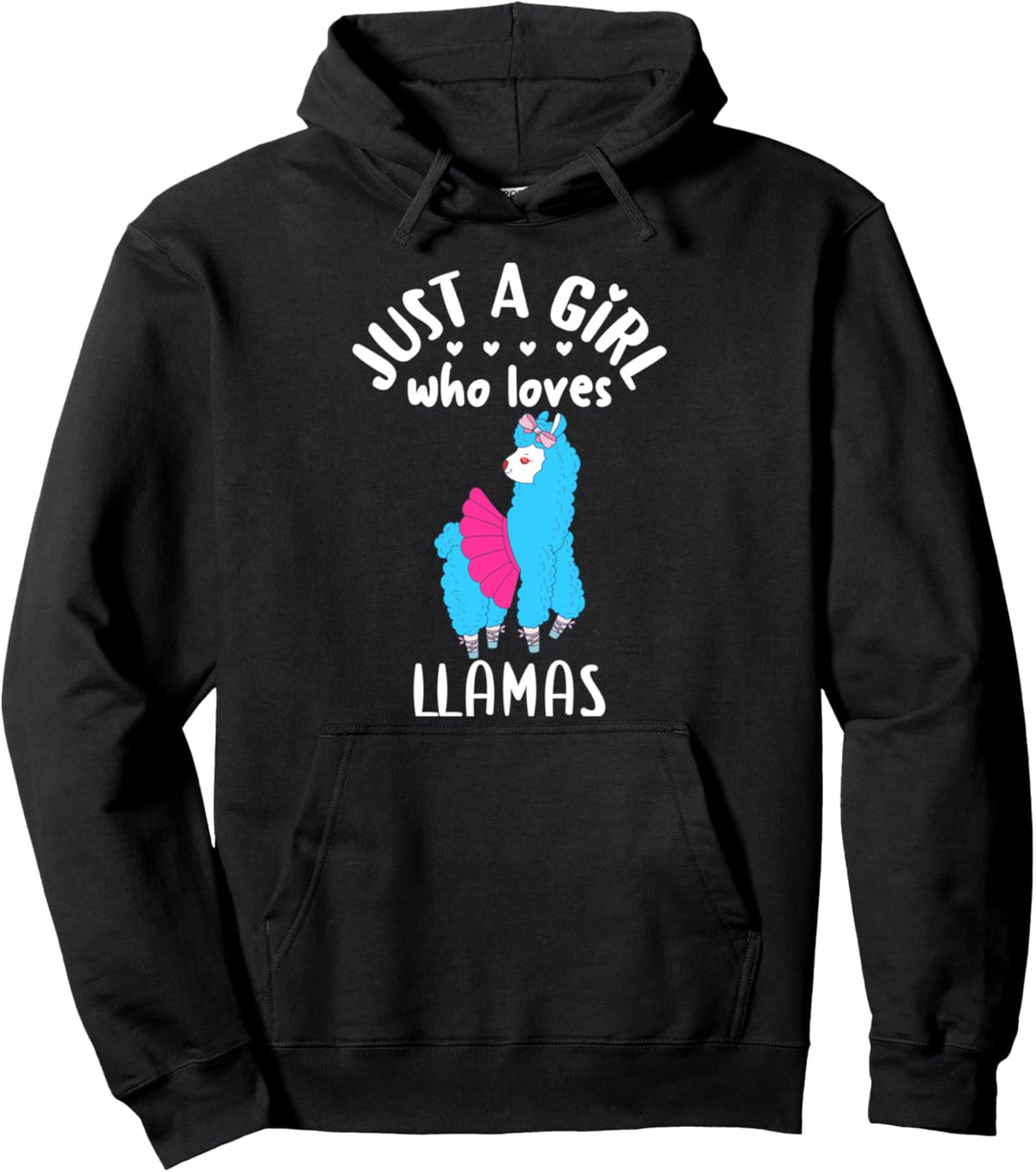 Girls Dressed Llama Dress Gift Just A Girl Who Loves Llamas Pullover Hoodie