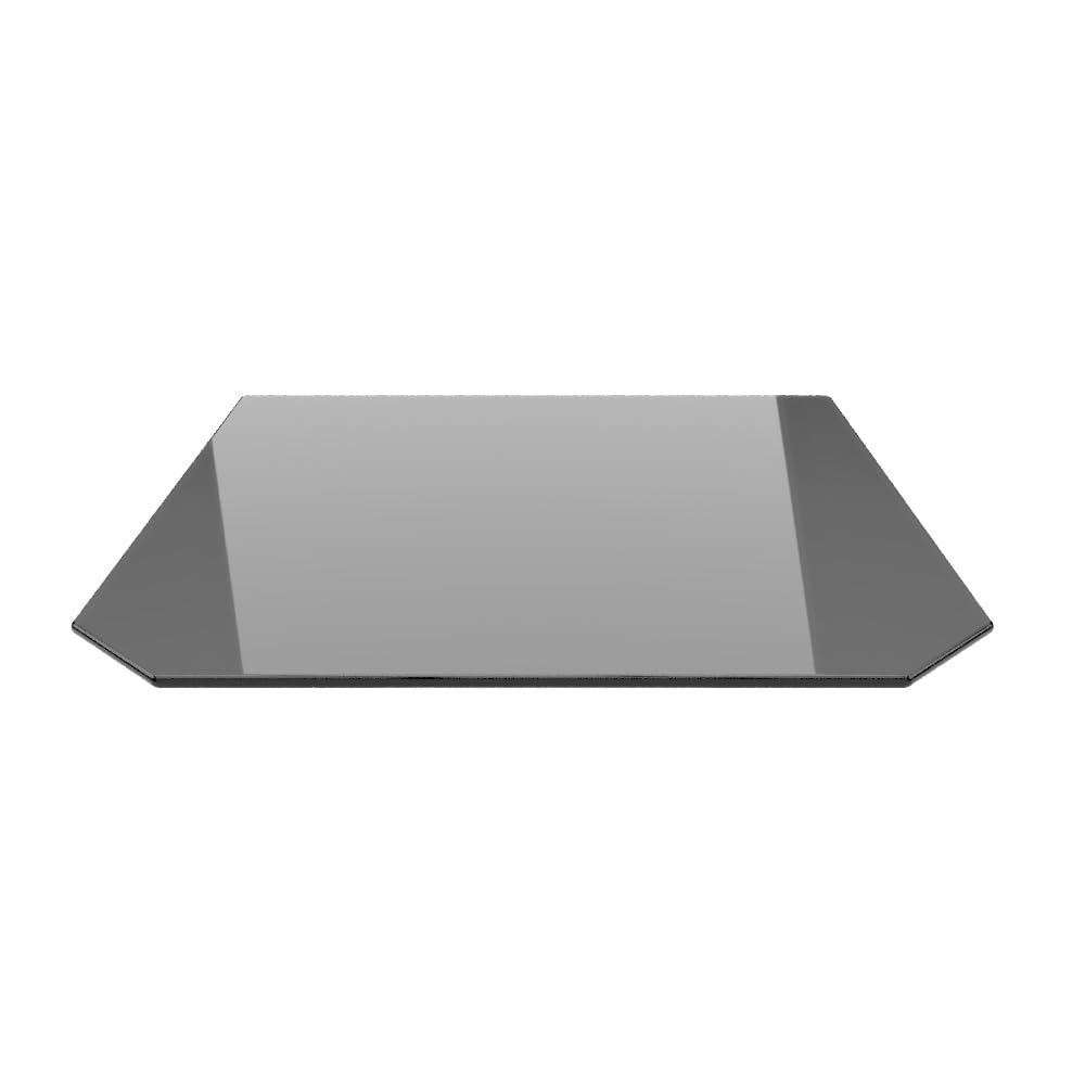 Sechseck 120x130cm Glas schwarz - Funkenschutzplatte Kaminbodenplatte Glasplatte f. Kaminofen (Schwa