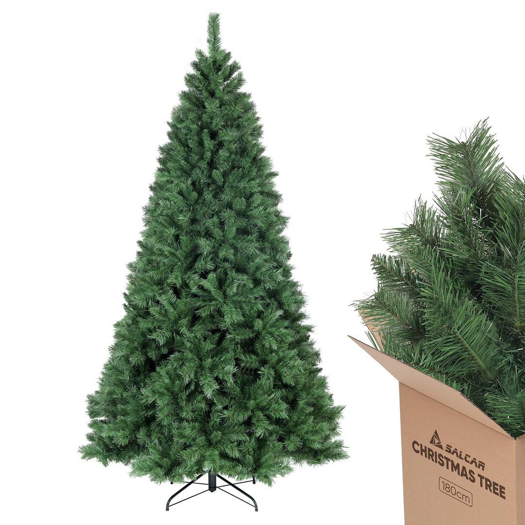 SALCAR Weihnachtsbaum Künstlich 180 cm, Künstlicher Tannenbaum mit Handschuhen und Metallständer, We
