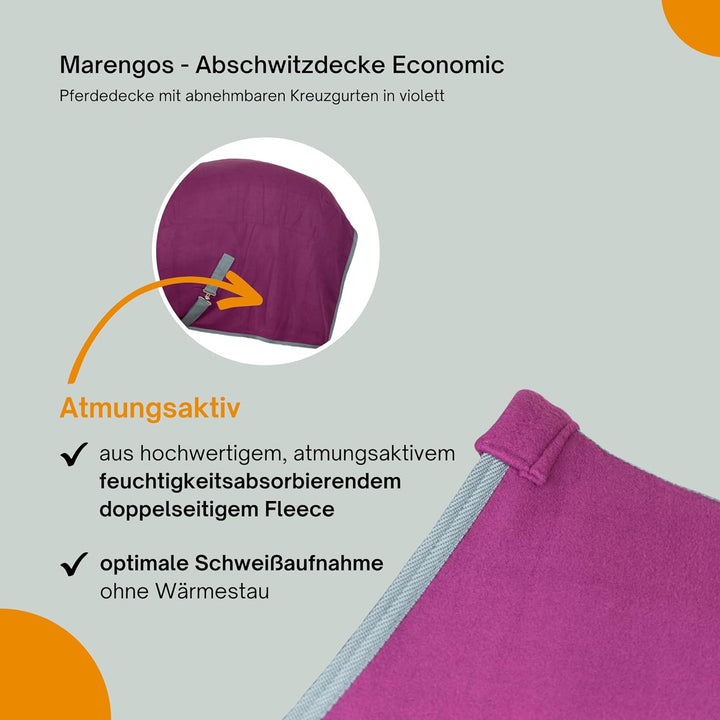 Marengos Abschwitzdecke mit Kreuzgurt (abnehmbar) Economic violett Violett 115cm, Violett 115cm