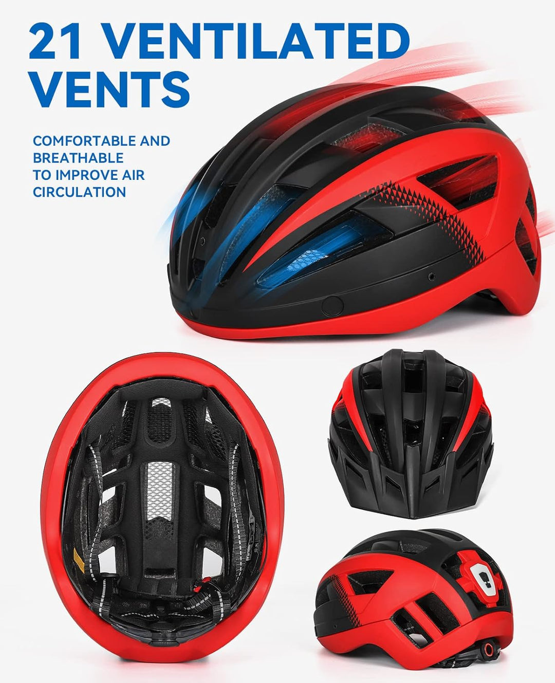 Fahrradhelm mit Visier für Herren Damen, Leichte Fahrradhelm mit Magnetischem Brille und USB-Aufladu