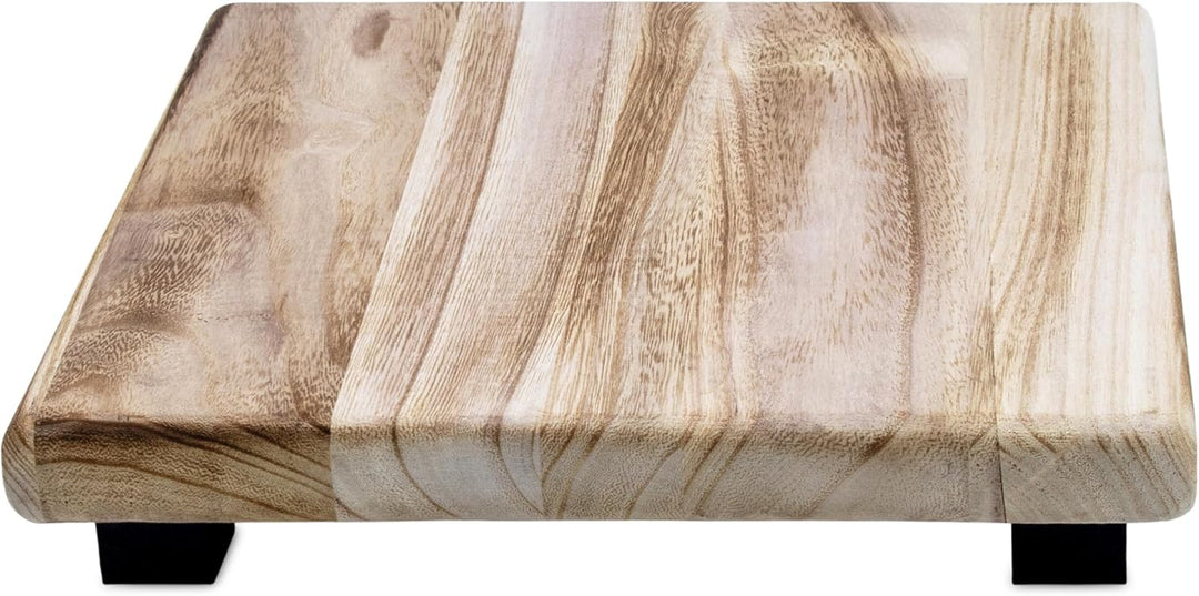 Spetebo Holz Blumenhocker natur eckig - 30 x 30 cm - Pflanzenhocker mit 4 Füssen in schwarz - Echtho