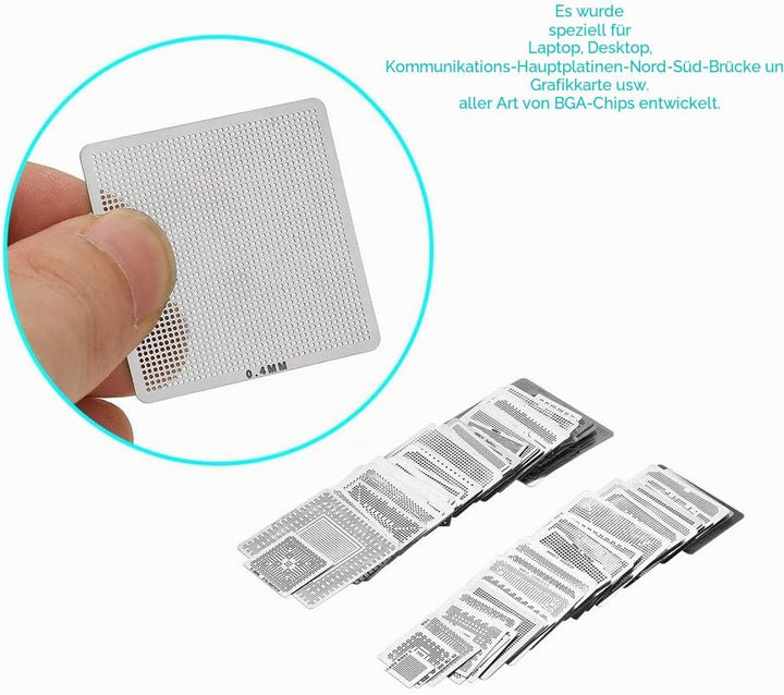 Digitales Profilmesser, BGA Reballing Schablonen, 130 Stück BGA Universal Reballing Rework Net Schab