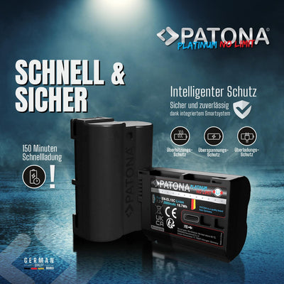 PATONA Platinum EN-EL15c USB Kamera Akku (2600 mAh) mit direkt USB Eingang (USB-c) 1363 - Kompatibel