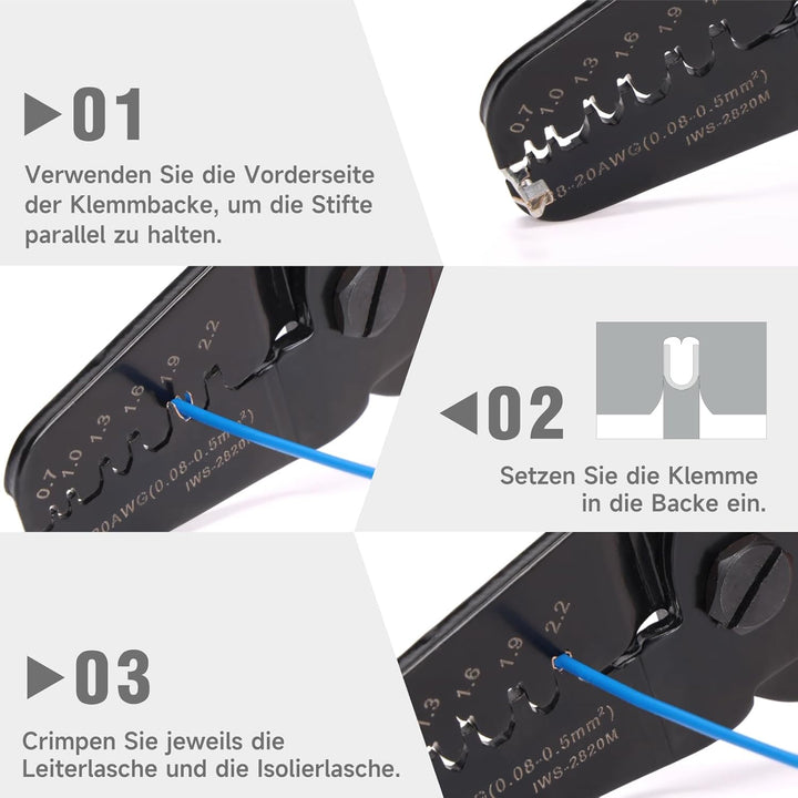 iCrimp IWS-2820M Mini-Crimpwerkzeuge, Crimpzange mit Open Barrel Funktioniert, Krimpzange mit 0,08-0