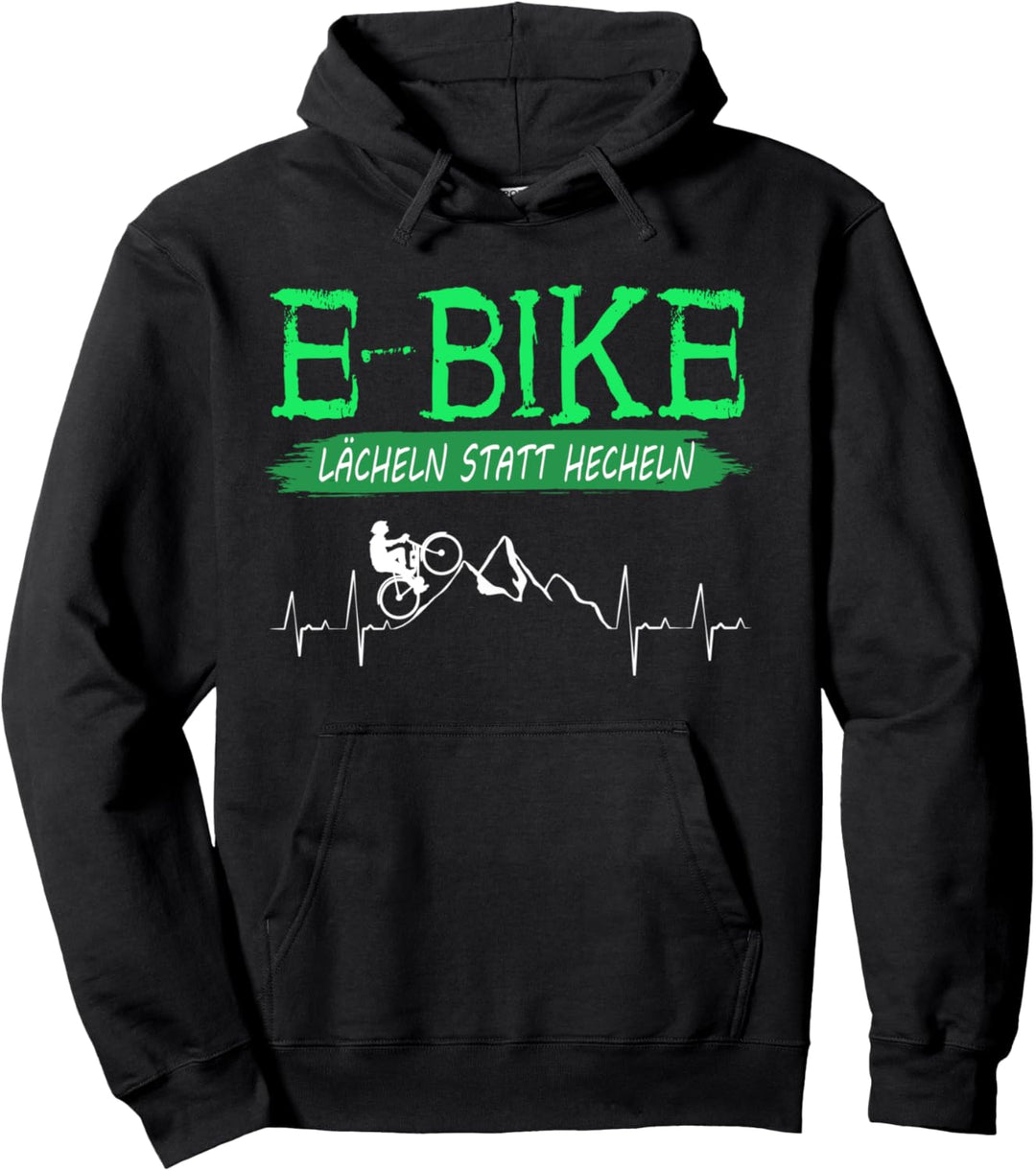 E-Bike Lächeln Statt Hecheln Radfahrer Spruch Fun Fahrrad Pullover Hoodie