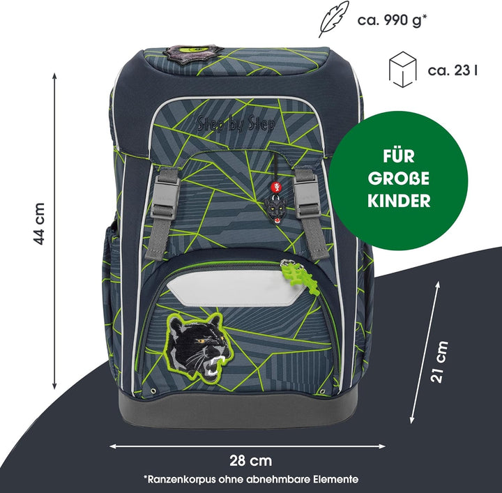 Step by Step GIANT Schulranzen-Set, 5-teilig, ergonomischer Tornister mit Reflektoren, höhenverstell