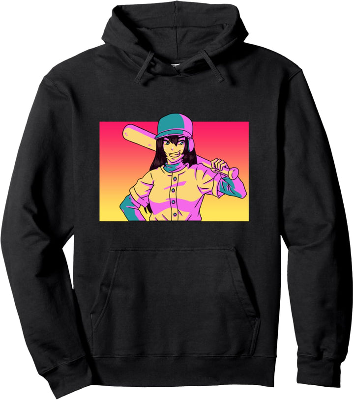 Baseball Anime Girl Japanisch Waifu Otaku Weeb Vaporwave Pullover Hoodie