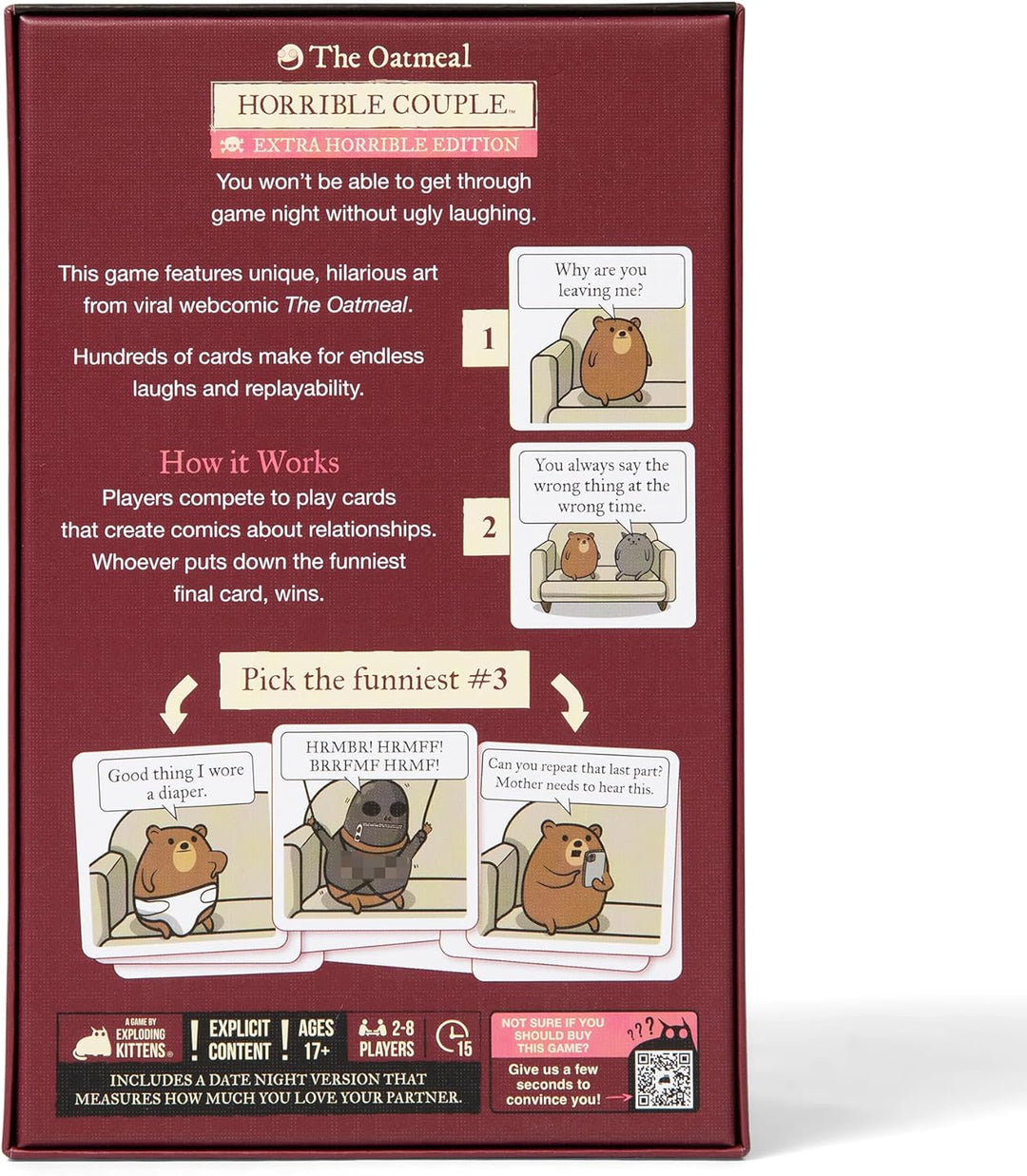 Exploding Kittens Horrible Couple – Extra Horrible Edition – Party Game for 2-8 Players, from The Cr