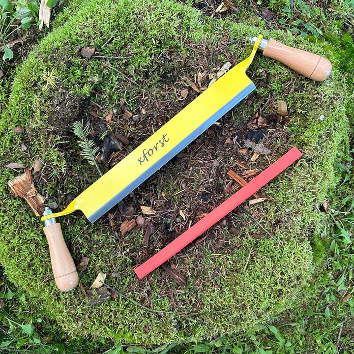 Xforst Zugmesser X-ET33 | Ziehmesser Entrindungswerkzeug 33,5 cm | Rindenschäler Wagnermesser mit Ho