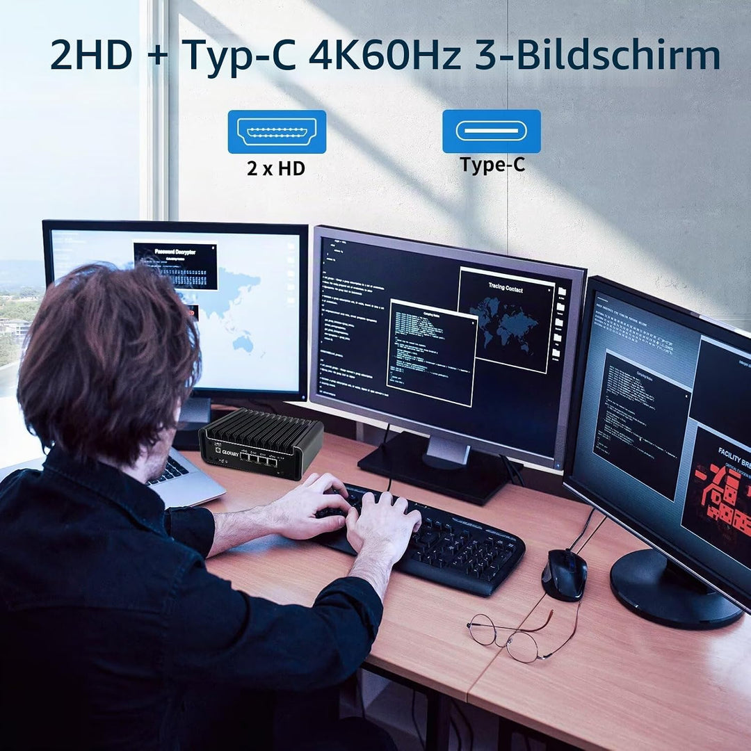 Firewall Mini PC J6413 4 Core, 4 x i226V 2.5GbE LAN OPNsense Router Micro Appliance, DDR4 8GB RAM 12