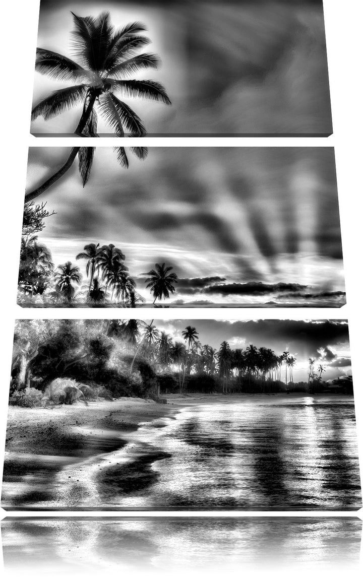 Pixxprint Palmen am Strand als Leinwandbild/Grösse: 3 Teilig (120x80) cm/Wandbild/Kunstdruck/fertig