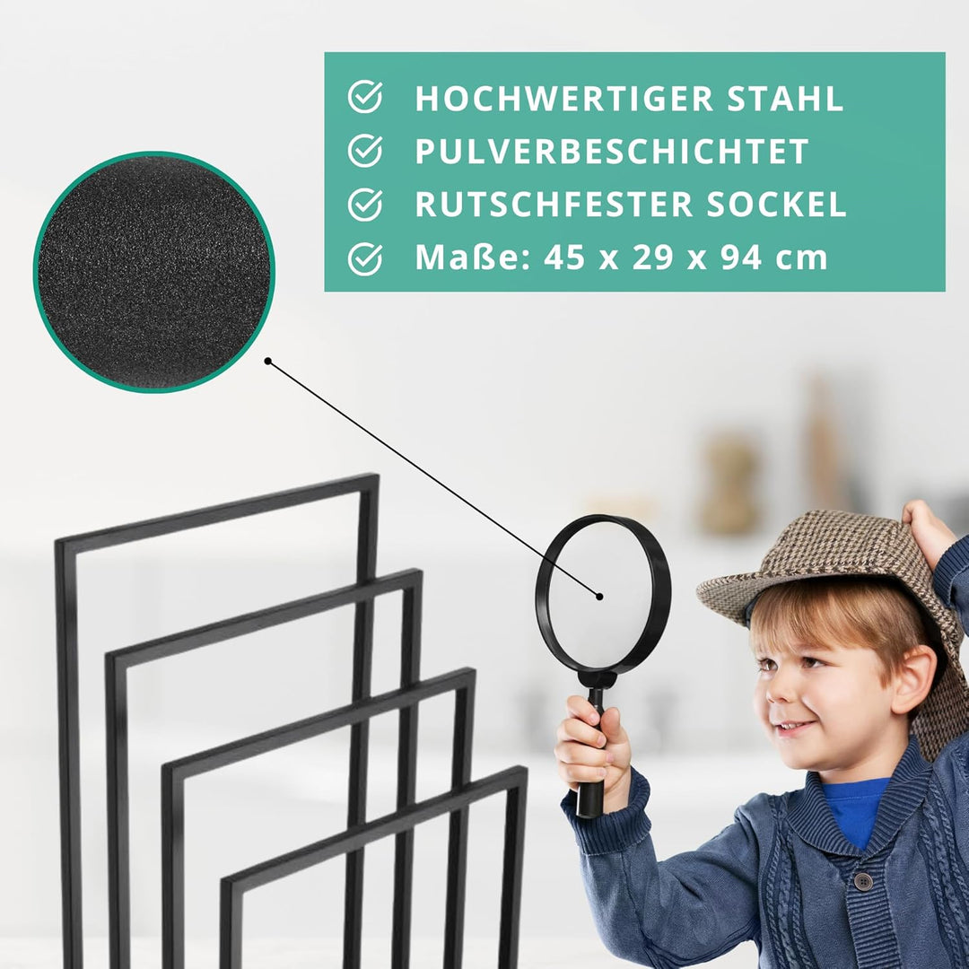 Yoka Home - Handtuchhalter Stehend Schwarz Handtuch - Ständer Freistehend aus Edelstahl für Bad Stan