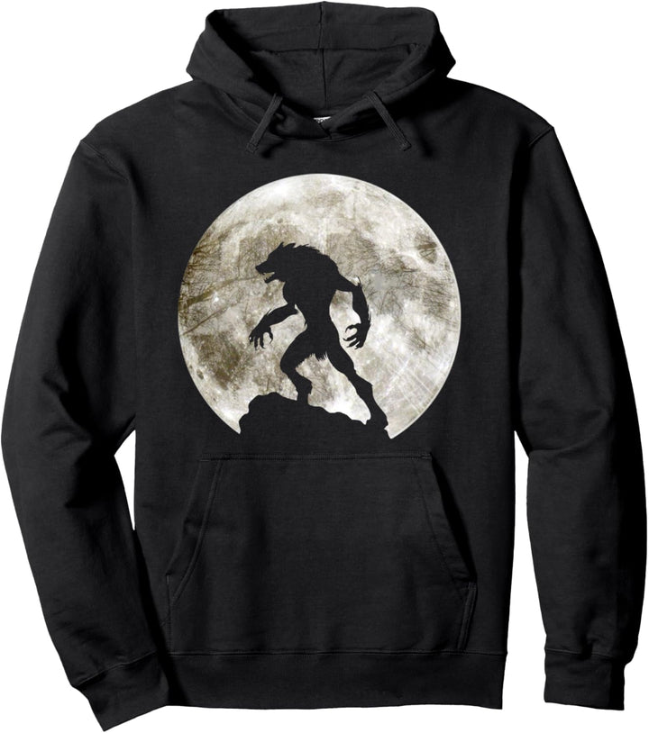 Werewolf Howling Full Moon Scary Wolf Halloween Monster Pullover Hoodie