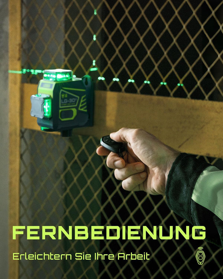 LasGoo Kreuzlinienlaser Selbstnivellierend 3 x 360°, Grüne 3D Laser-Wasserwaage für Konstruktion und