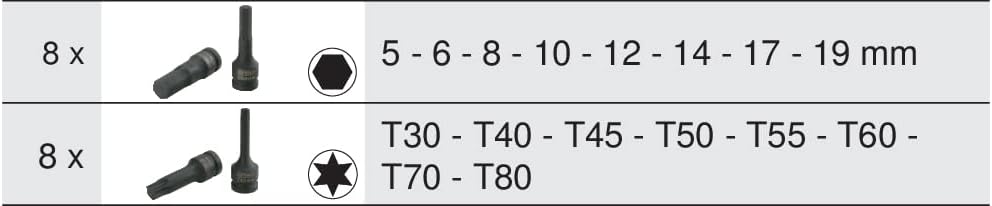 KS Tools 713.1016 Modul de 16 DOUILLES Schlagschrauber 1/2 "