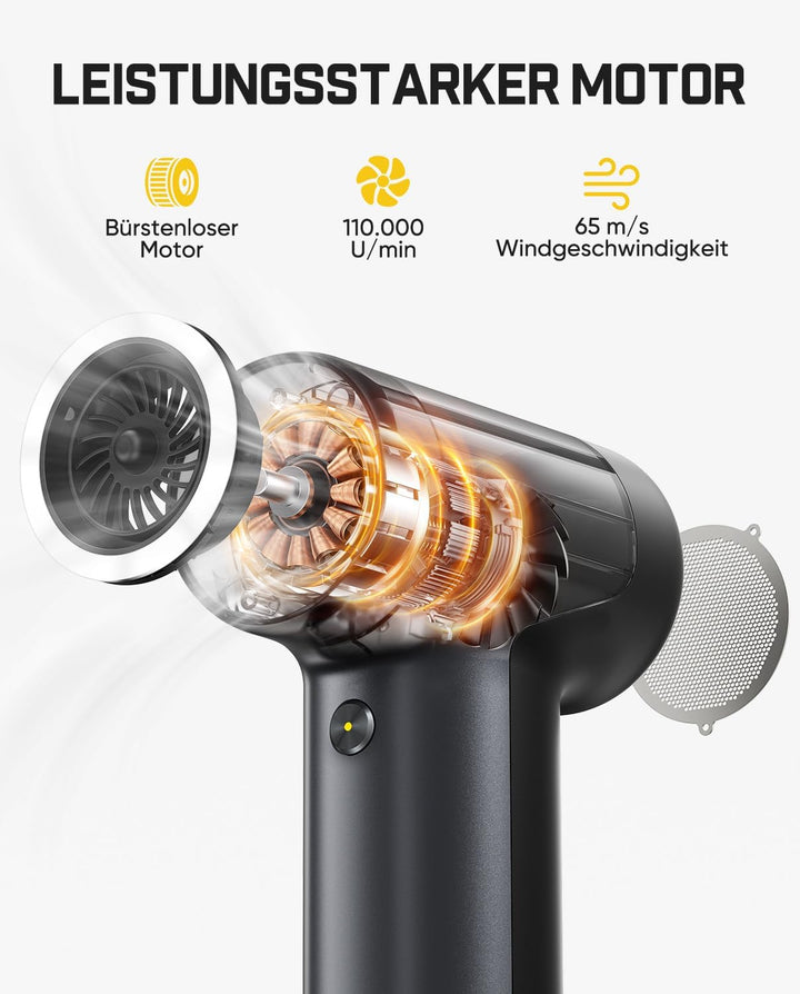 Fanttik B10 Pro Elektrische Staubgebläse, 110.000 U/min bürstenloser Motor, Luftreiniger, 3-Gang ein