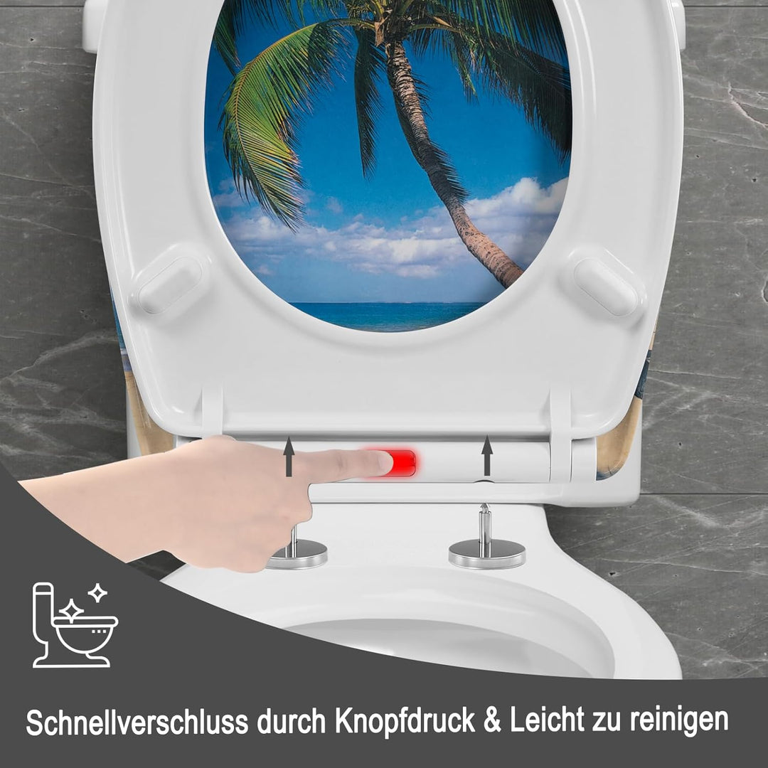 WOLTU Toilettendeckel mit Absenkautomatik, WC Sitz Deckel oval, Klodeckel mit Quick-Release für einf