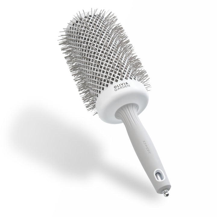Olivia Garden Expert Blowout Speed – Weiss & Grau - 65 - Keramik-Rundbürste mit extra langem Barrel