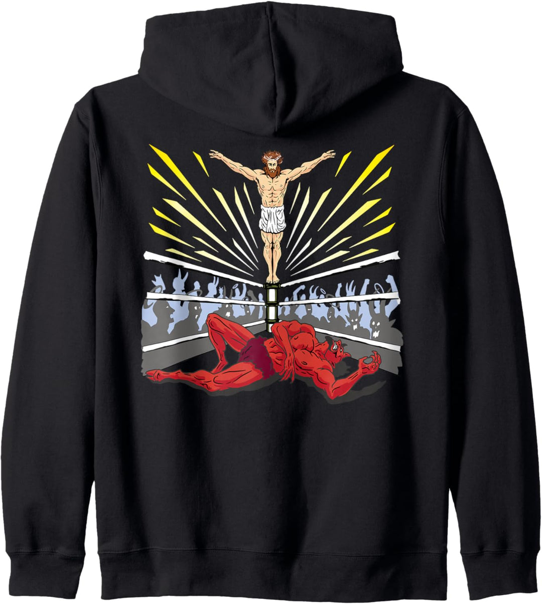 Wrestling Kostüm Jesus Teufel Comic Outfit Christliche Grafik Kapuzenjacke