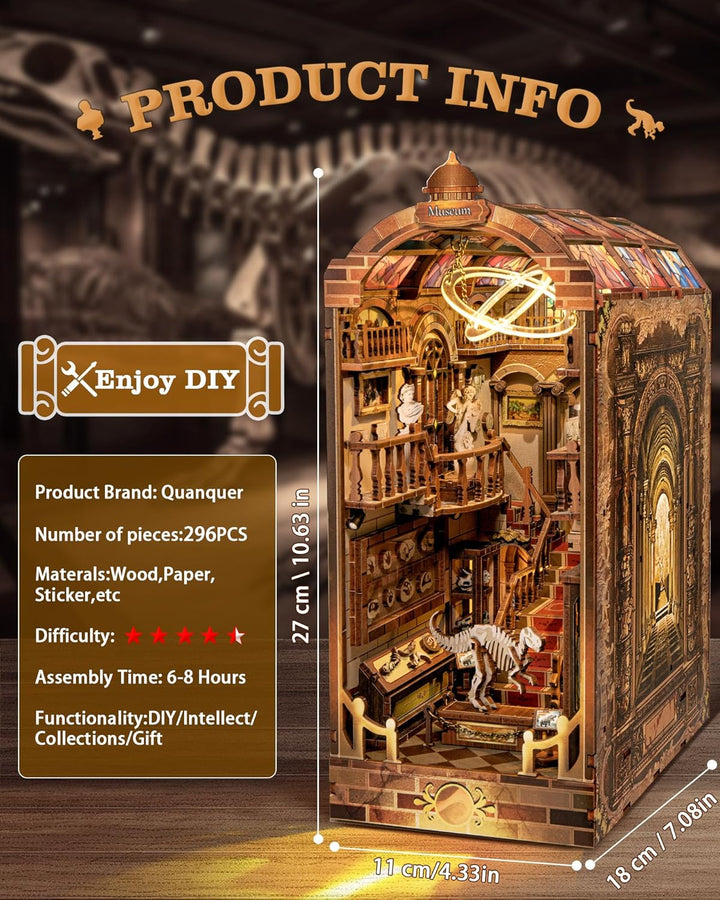 Quanquer DIY Book Nook Kit_ mit Staubschutz und LED-Licht 3D hölzerne Nook Book, 3D Holz Puzzle Book